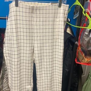 Chico's Ivory and Black Checkered Trousers